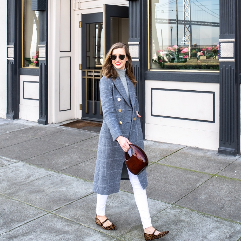 Club Monaco Gray Checkered Pea Coat
